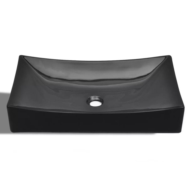 Marini Ceramic Rectangular Bathroom Sink, Black