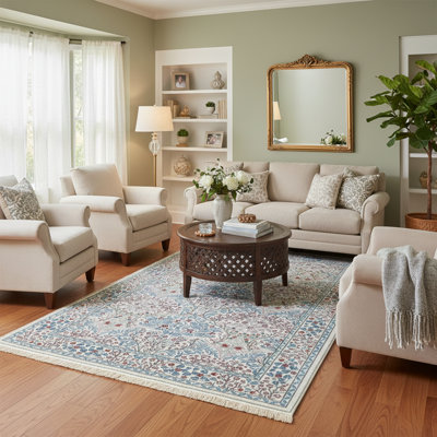 4' x 6' Machine Washable 100% Cotton Winterberry Soft Traditional Floral Area Rug