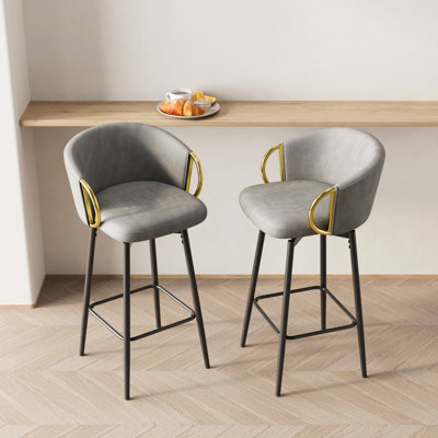 Ensemble de 2 chaises de bar pivotantes à 360 ° de style moderne de 30 pouces avec un design simple, des tabourets hauts confortables et des chaises de salle à manger flexibles convenant aux bars, aux chaises de bar en velours