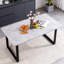 6 Seater 1.5m Scandinavian Minimalism Warm/Cool Grey Marble Effect Dining Table With Metal Base-483595325