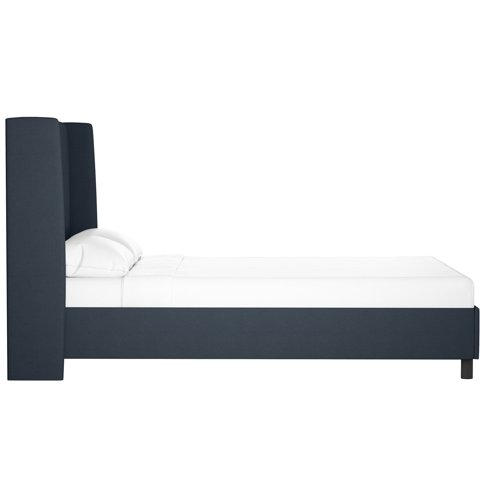 Tilly Linen Upholstered Wingback Bed, Full, Classic Navy Linen