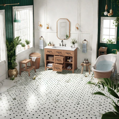Meuble-lavabo en bois naturel