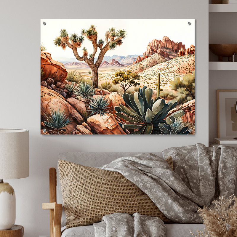 Arizona Desert I - art mural acrylique de salon occidental, H 12 po x l 20 po