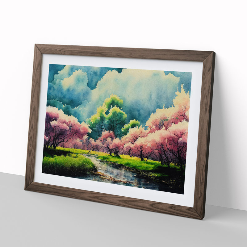 Spring Forest Watercolour Vol.1 - Framed Print, 25cm H x 34cm W x 2cm D, Walnut