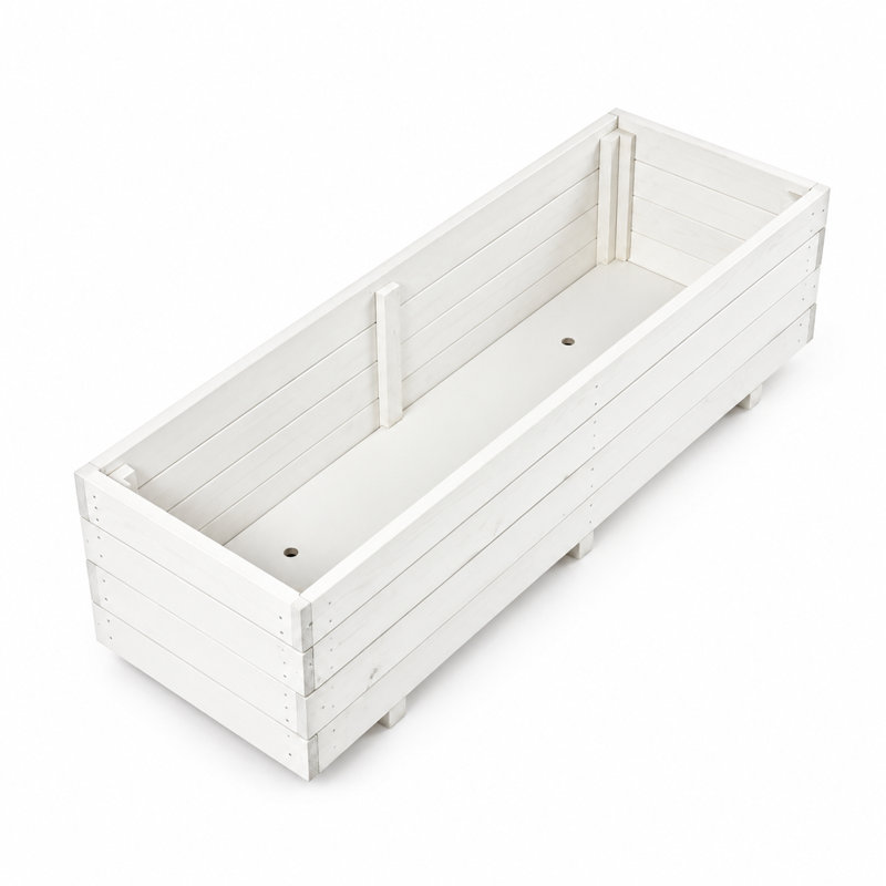 Handmade Wood Planter Box, 32cm H x 119.9cm W x 39.9cm D, White