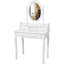 Bureau de coiffeuse blanc avec miroir rotatif, conception à 4 tiroirs, tabouret confortable, utilisation polyvalente, rangement pivotant sur structure 360, assemblage facile pour la chambre-993506574