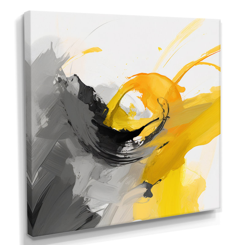 Fragments de sentiment jaune et gris II - art mural paysage urbain, Toile tendue, H 30 po x l 30 po x P 1 po