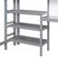 Lit mezzanine simple en bois avec tablettes, bureau et tableau d'écriture - Gris