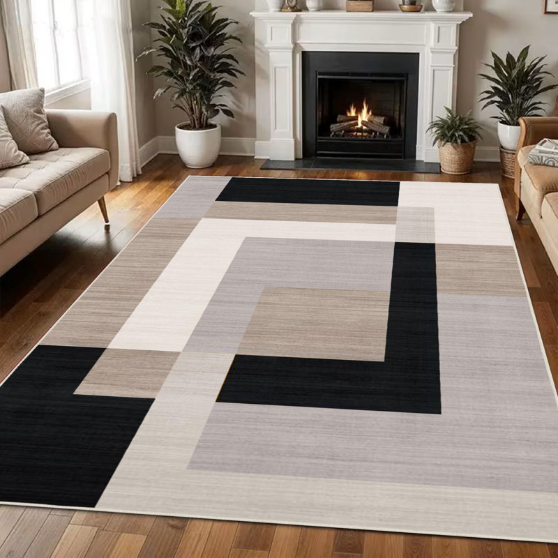Luxury Textured Printed Area Rug High Low Pile Durable Soft Carpet for All Room, Rectangle 120 x 170 cm