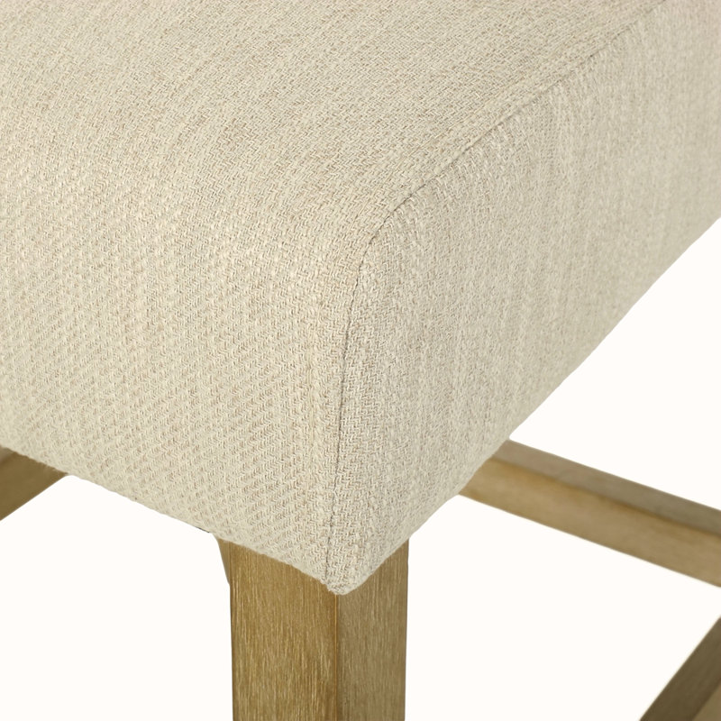 Ensemble de 2 tabourets de comptoir capitonnés contemporains en tissu, 26 po, Naturel, Beige