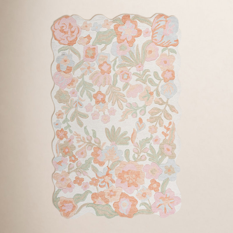 Hand-Tufted Wool Floral Rug, Rectangle 4' x 6'