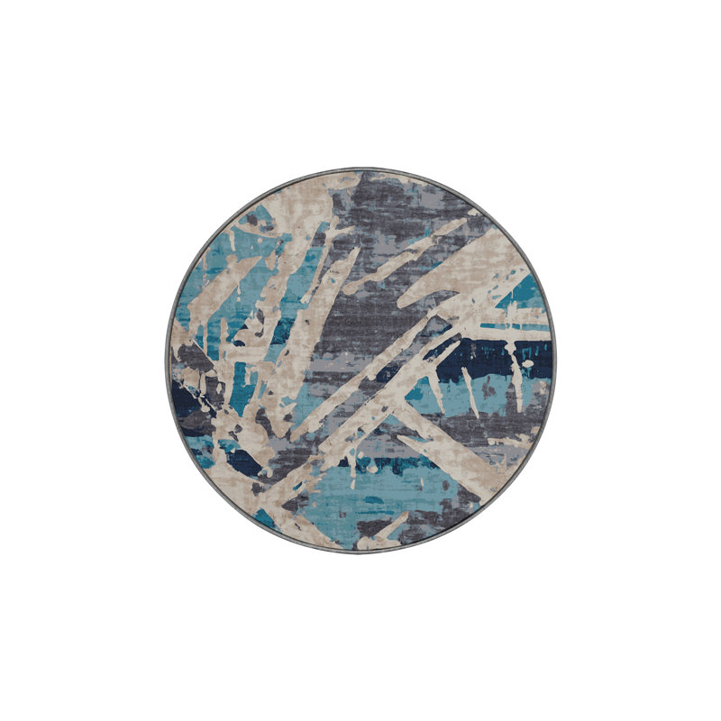 Tapis gris soyeux et moelleux, Rond 3 pi