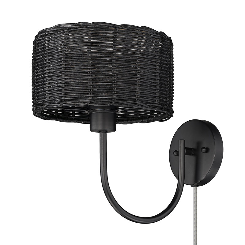 Cuthmore Steel Spotlight, Matte Black, Black Wicker