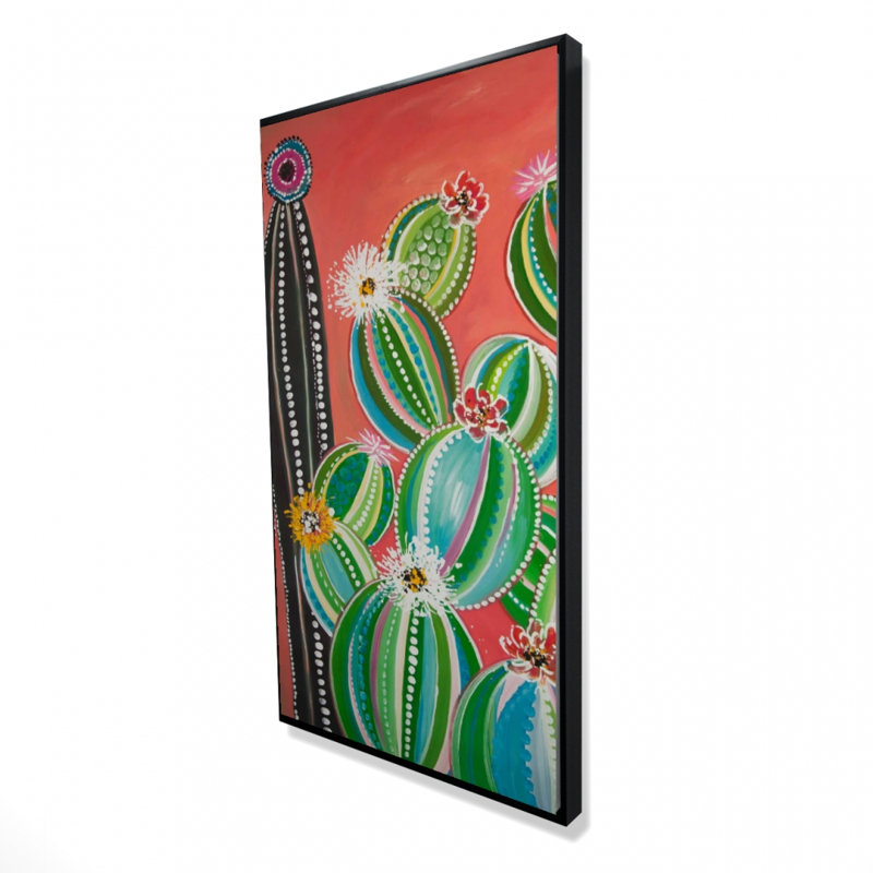 Rainbow cactus - 24"x48" Framed canvas
