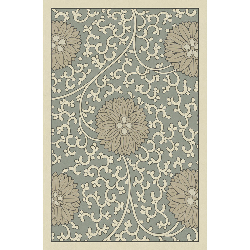 Hawarden Vinyl Floral Indoor Rug, Rectangle 1'9" x 2'8"