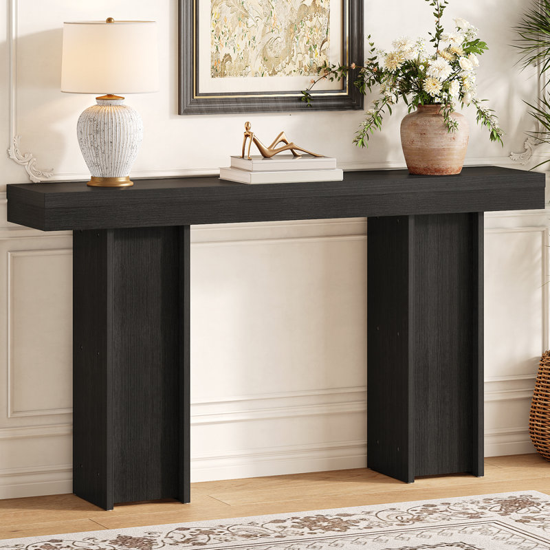 Canapé 54 po à console étroite avec rangement dissimulé au dos, Noir