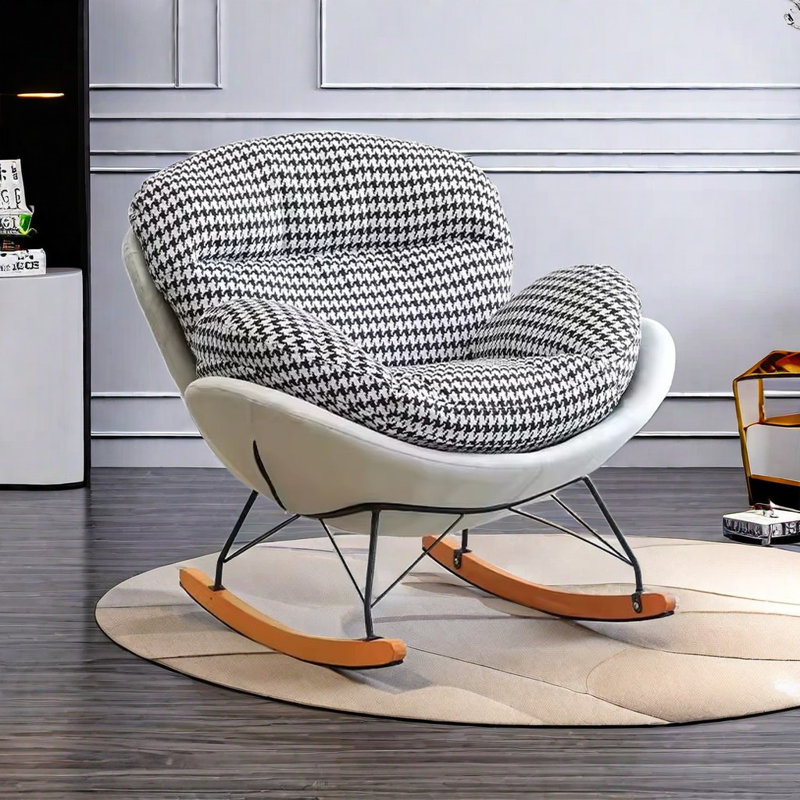 Chaise berçante simple en treillis simple, Blanc cassé