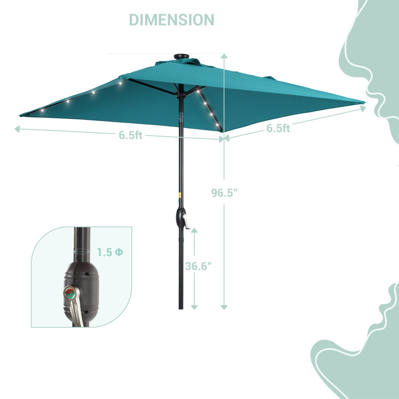 Parasol de marché carré 6,5 po x 6,5 po Salehah, Polyester bleu lac