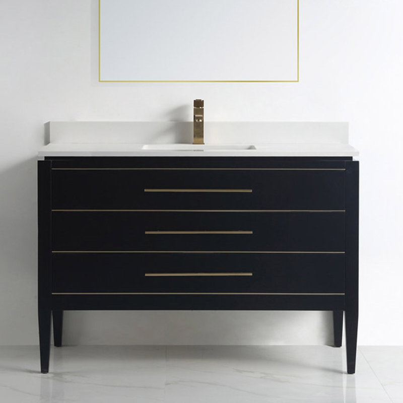 48'' Single Bathroom Vanity Base Only, Black/Gold
