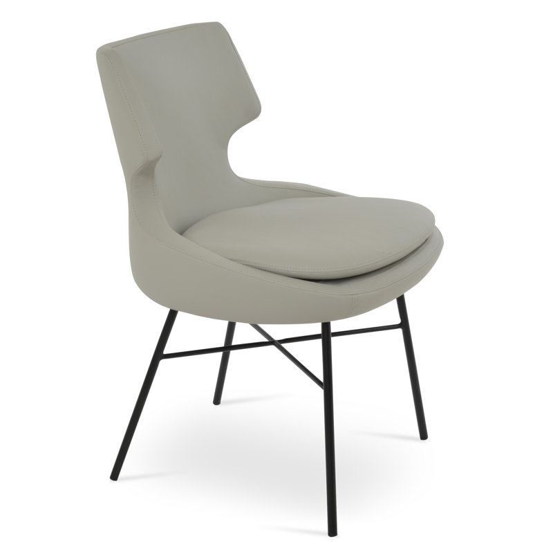 Patara Cross Side Chair, Leatherette Light Gray