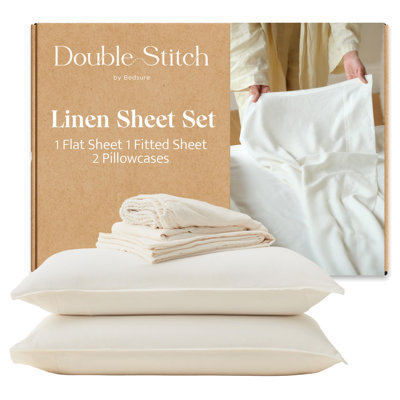 Double Stitch European Flax Linen Sheets Set