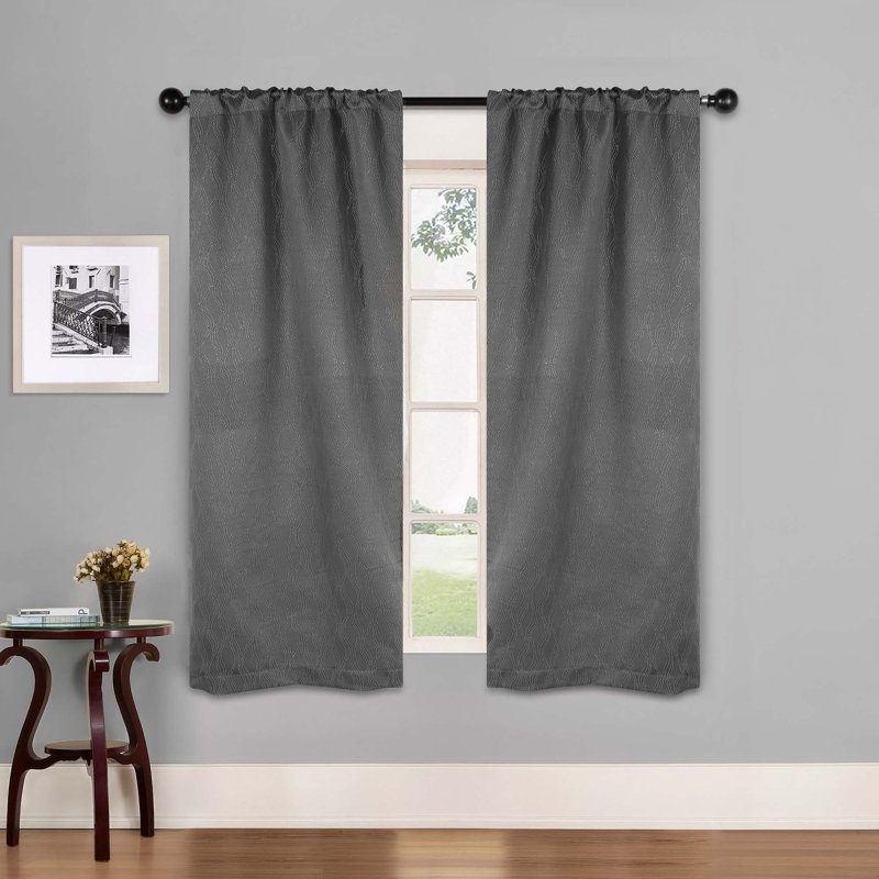 Paire de rideaux obscurcissants en polyester à texture moderne Vedder, Gris anthracite, l 26 po x L 63 po