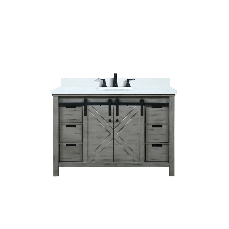Ensemble de comptoir de salle de bain et de comptoir en marbre de culture l 48 po x P 22 po, Bois de frêne gris