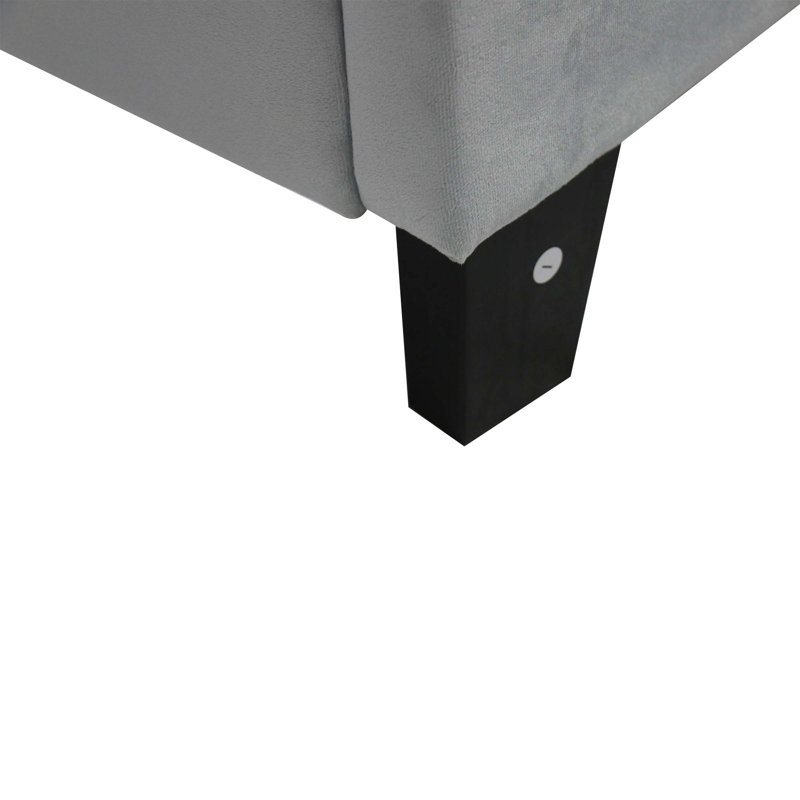 Structure de lit plateforme grand tapissier avec tête de lit capitonnée à tirette, support de lattes en bois massif, sommier à ressorts, aucun sommier requis, assemblage facile