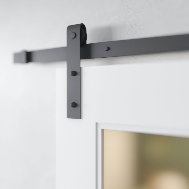 Porte de grange en bois et verre Barn Doors avec quincaillerie d'installation, Bois blanc