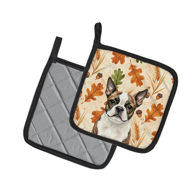 Paire de supports à casseroles Brindle Boston Terrier Heirloom Fall
