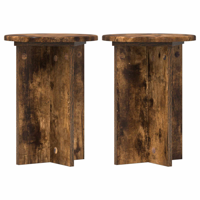 1 Tier Plant Stand Set of 2, 40cm H x 29.5cm W x 29.5cm D, Smoked Oak