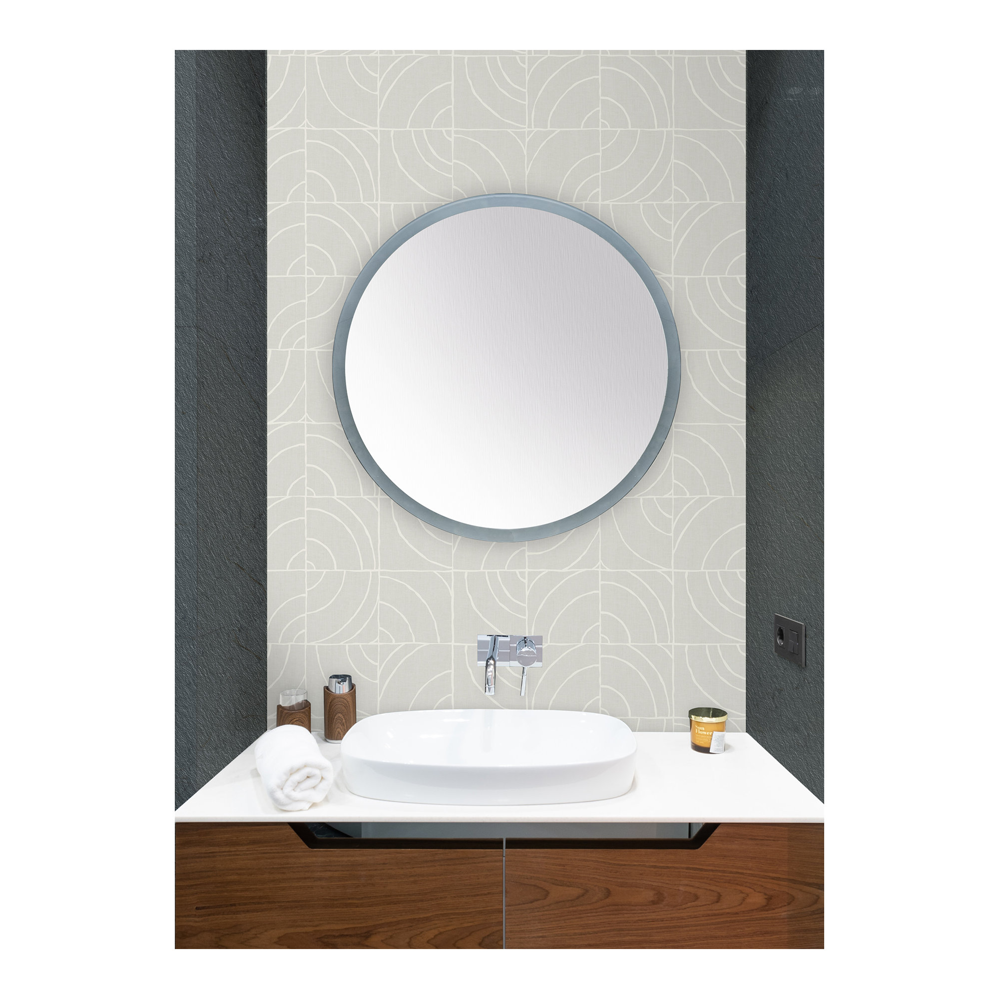 Adalard Peel & Stick Geometric Wallpaper, Gray