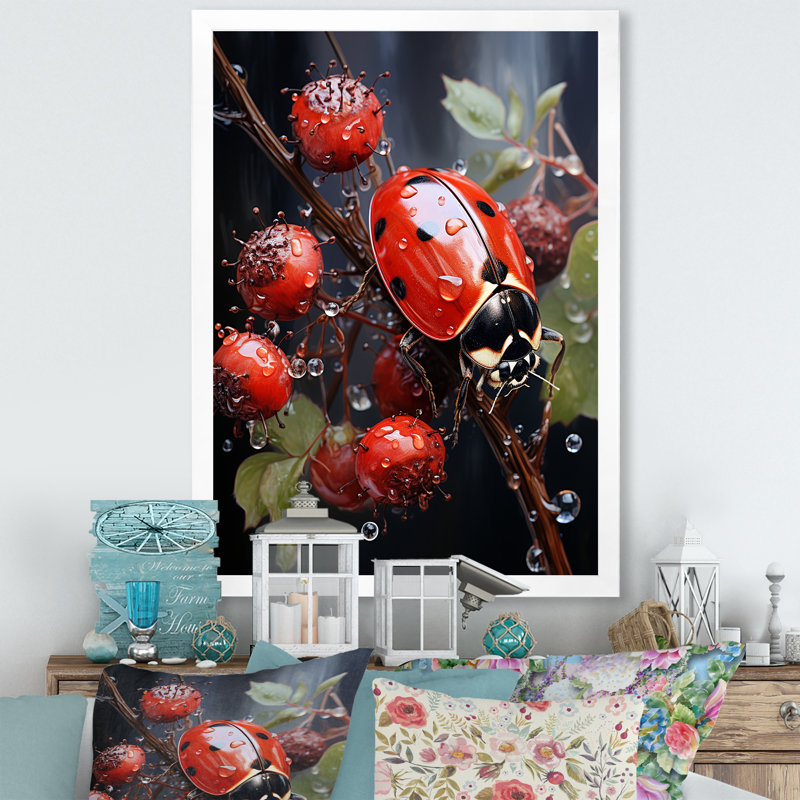 «Ethereal Lady Bug Encounter», reproduction d'art sur toile, Cadre simple blanc, H 20 po x l 12 po x P 1 po