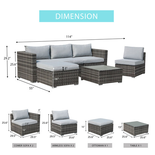 Latitude Run® Eudy 5 - Person Outdoor Seating Group with Cushions ...