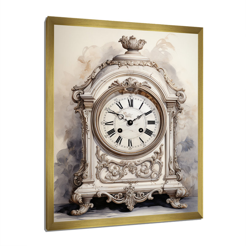 Horloge classique sophistiquée - impression, Encadrement doré, H 44 po x l 34 po x P 1,5 po