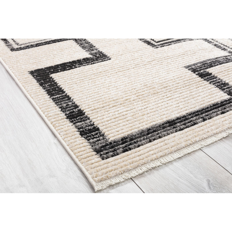 Tapis rectangulaire contemporain à motif géométrique texturé haut / bas 9 pi 2 po x 12 pi 4 po