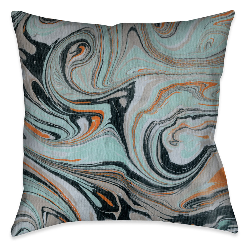 Mint Marble Abstract Throw Pillow, Indoor/Outdoor