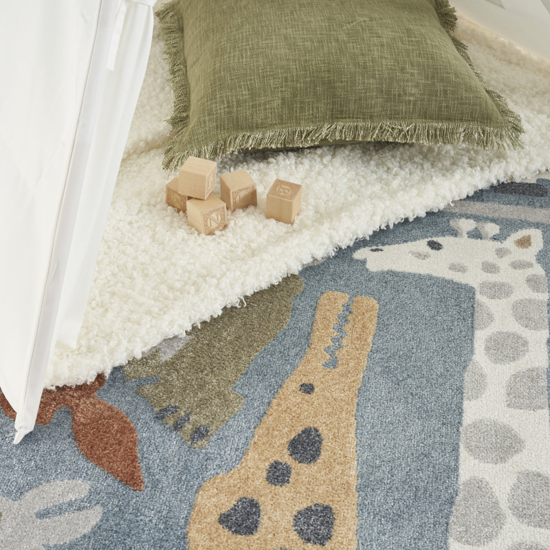 Tapis multicolore lavable à la machine Maycon, Rond 4 pi