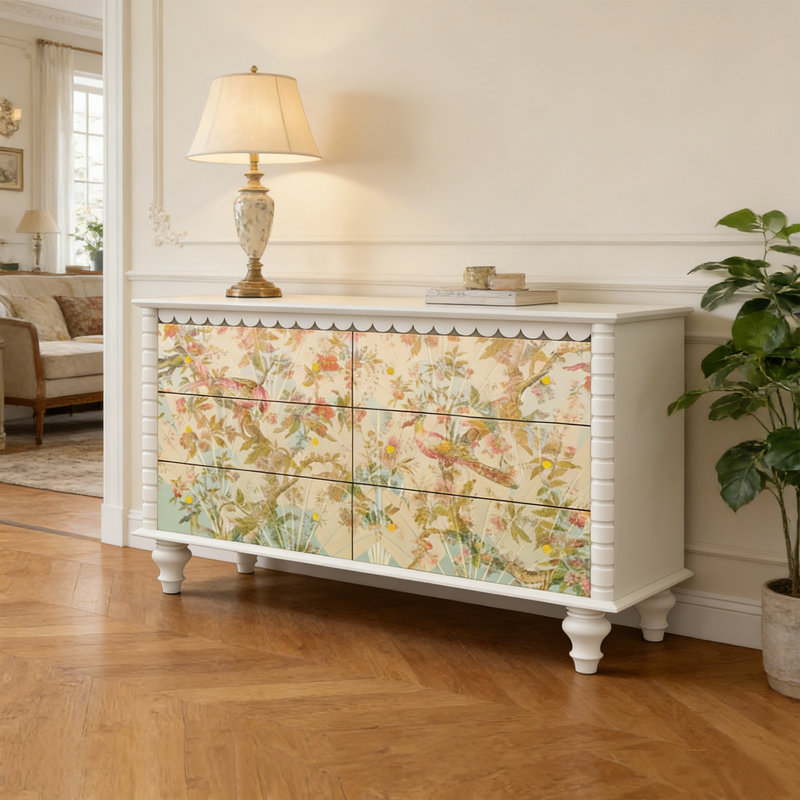 Commode d'entrée Mid-Century en bois massif, Blanc