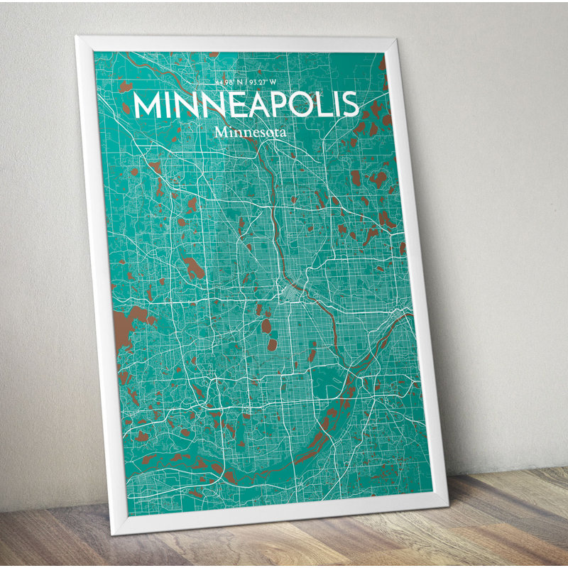 Minneapolis City Map - No Frame Print, 70.1cm H x 50cm W x 0.13cm D x 0.13 cm D