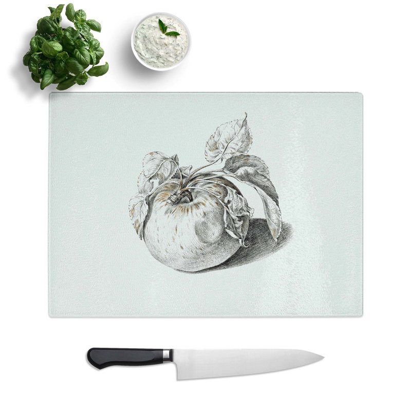 Tempered Glass Apple Chopping Board, 28.5 cm W x 20 cm L