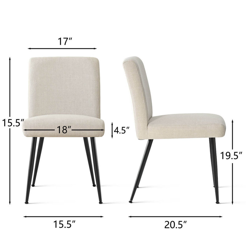 Ensemble de 4 chaises de salle à manger rembourrées, Beige