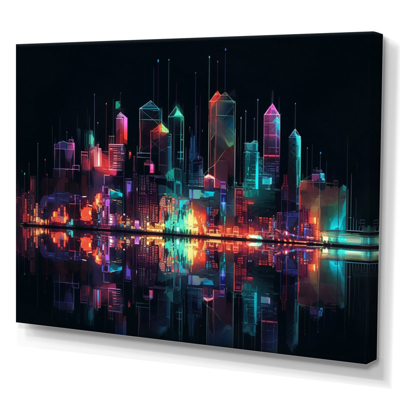 Khristen rose et vert déco Horizons II sur toile, H 34 po x l 44 po x P 1,5 po, Toile tendue