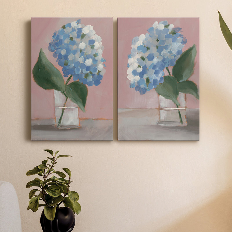 Simple Hydrangea I, toile tendue avec châssis de qualité supérieure - prête à être accrochée, H 27 po x l 32 po x P 1 po