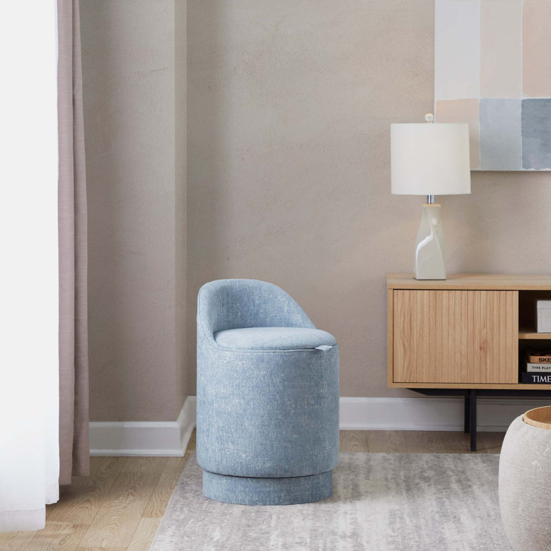 Tabouret de coiffeuse rembourré avec pivot et rangement