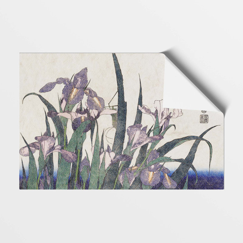 Irises by Katsushika Hokusai - No Frame Painting, 21 cm H x 29.7 cm W