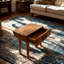 Table d'appoint en bois de manguier rustique avec tiroir et finition naturelle - hauteur 18,5 po