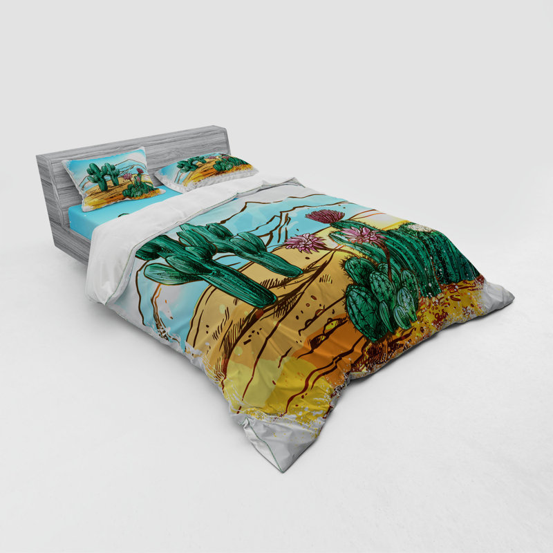 Coastal Polyester Floral Duvet Cover, Queen Duvet Cover + 3 Additional Pieces