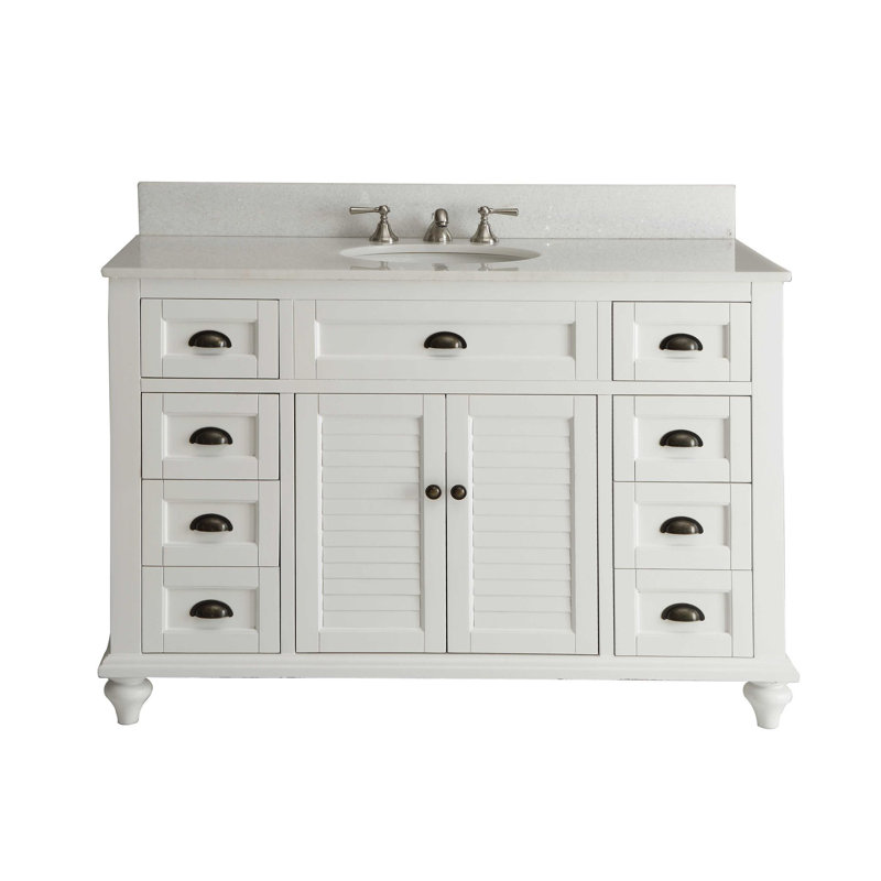 Evelyn 49'' Single Bathroom Vanity with Marble Top, White