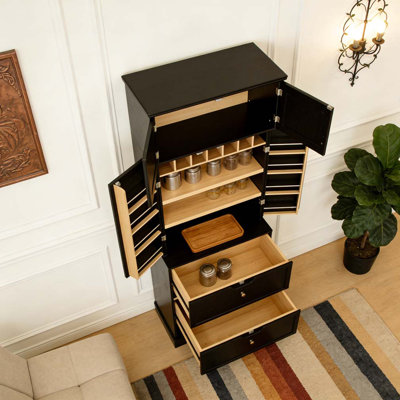 Armoire de cuisine de style campagnard de 78,2 po de hauteur avec 8 tablettes de porte, armoire de rangement avec 4 tablettes réglables